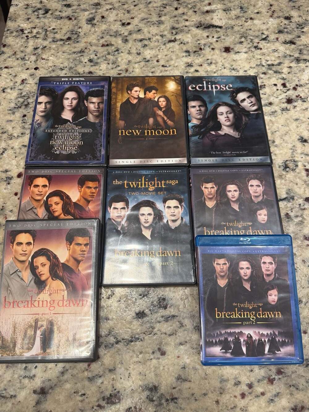 The Twilight Saga DVD and Blu-ray Lot Movie Collection Set
